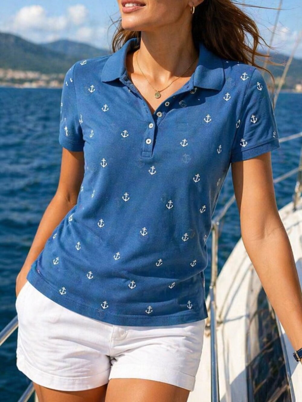Nautica Polo Shirt Womens Baby Blue Casual Short Sleeve Size XL
